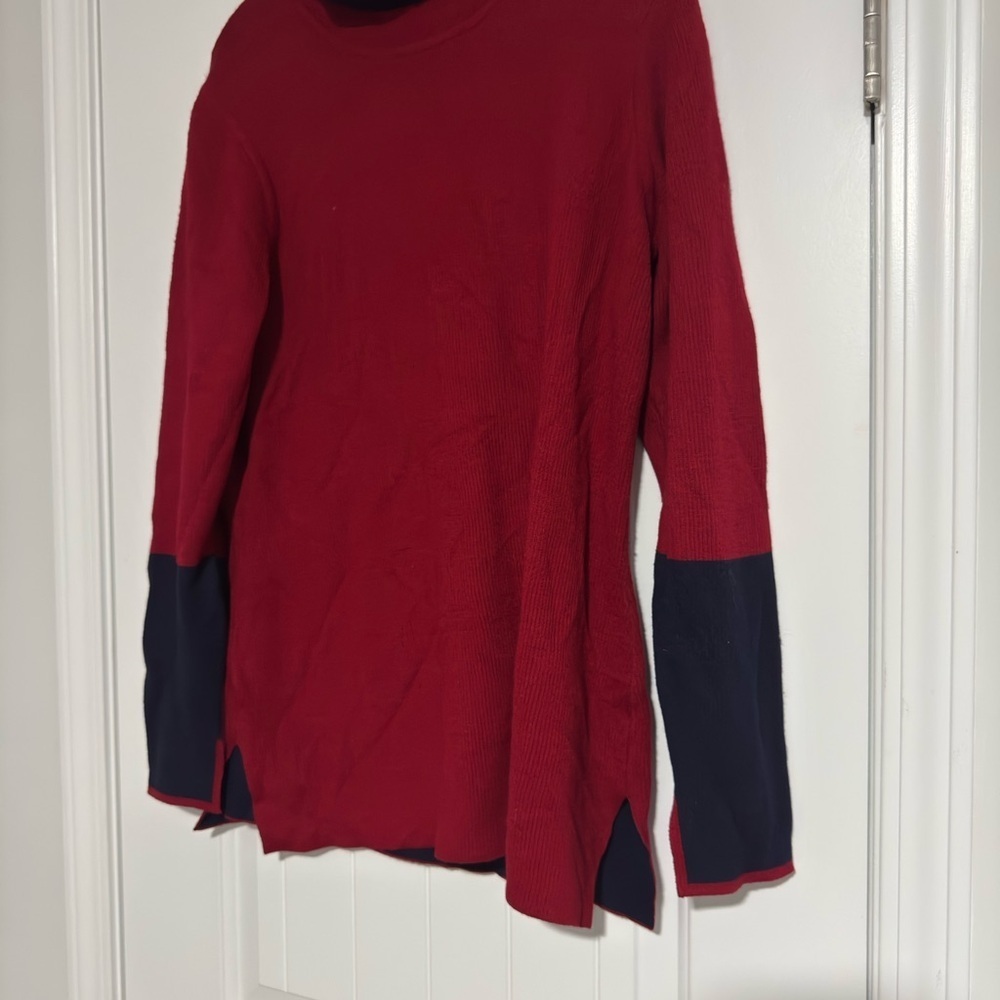 Athleta Burgundy and Navy Crew Neck Sweater - Picture 5 of 9